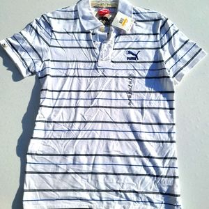 Puma Mens white&blue stripped shirt Size small